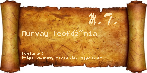 Murvay Teofánia névjegykártya
